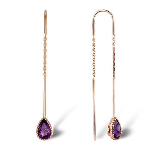 10K Rose Gold Amethyst Dangle Earrings