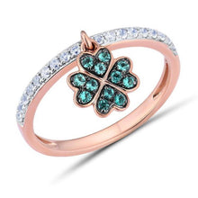 Load image into Gallery viewer, 10K Rose Gold Created Emerald &amp; White Sapphire Clover Ring