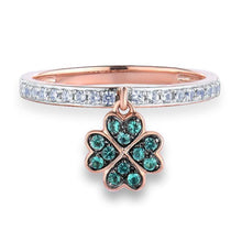 Load image into Gallery viewer, 10K Rose Gold Created Emerald &amp; White Sapphire Clover Ring