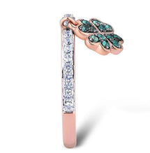 Load image into Gallery viewer, 10K Rose Gold Created Emerald &amp; White Sapphire Clover Ring