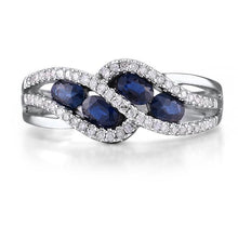 Load image into Gallery viewer, 14K White Gold Diamond And Blue Sapphire Ring