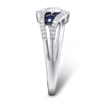 Load image into Gallery viewer, 14K White Gold Diamond And Blue Sapphire Ring