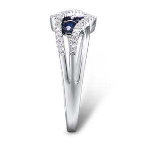 14K White Gold Diamond And Blue Sapphire Ring