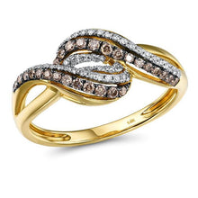 Load image into Gallery viewer, 14K Yellow Gold White And Brown Diamond Ring