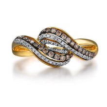 Load image into Gallery viewer, 14K Yellow Gold White And Brown Diamond Ring