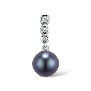 14K White Gold Diamond And Fresh Water Pearl Pendant