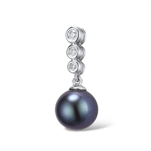 14K White Gold Diamond And Fresh Water Pearl Pendant