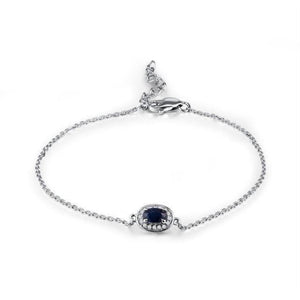 14K White Gold Blue Sapphire And Diamond Bracelet