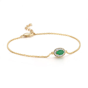 14K Yellow Gold Emerald And Diamond Bracelet