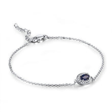 Load image into Gallery viewer, 14K White Gold Blue Sapphire And Diamond Bracelet