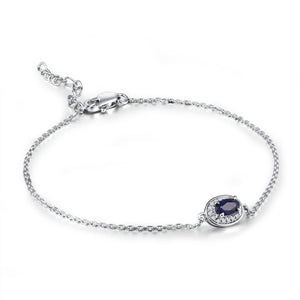 14K White Gold Blue Sapphire And Diamond Bracelet