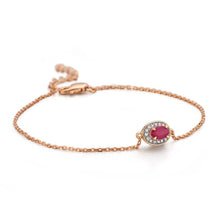 Load image into Gallery viewer, 14K Rose Gold Ruby And Diamond Bracelet