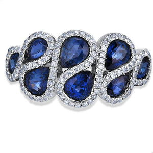 14K White Gold Diamond And Blue Sapphire Ring