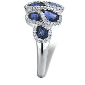 14K White Gold Diamond And Blue Sapphire Ring