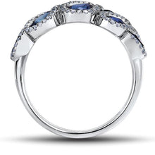 Load image into Gallery viewer, 14K White Gold Diamond And Blue Sapphire Ring