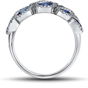 14K White Gold Diamond And Blue Sapphire Ring