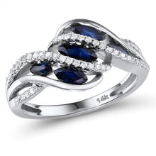 Load image into Gallery viewer, 14K White Gold Diamond And Blue Sapphire Ring