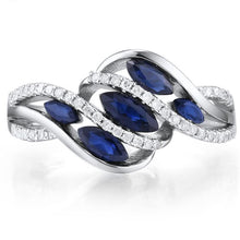 Load image into Gallery viewer, 14K White Gold Diamond And Blue Sapphire Ring