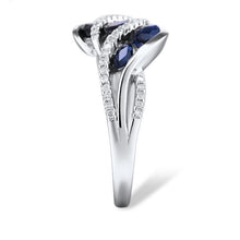 Load image into Gallery viewer, 14K White Gold Diamond And Blue Sapphire Ring