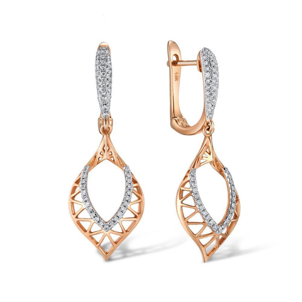 14K Rose Gold Diamonds Earrings