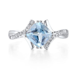 14K White Gold Sky Blue Topaz And Diamond