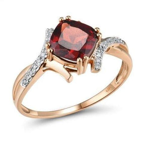 14K Rose Gold Garnet And Diamond Ring