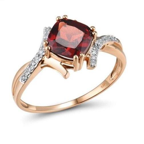 14K Rose Gold Garnet And Diamond Ring