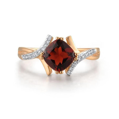 14K Rose Gold Garnet And Diamond Ring