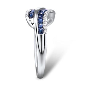 14K White Gold Diamond And Blue Sapphire Ring