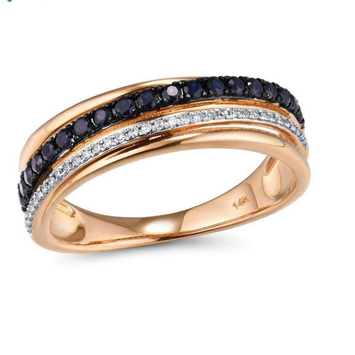 14K Rose Gold Sapphire And Diamond Ring