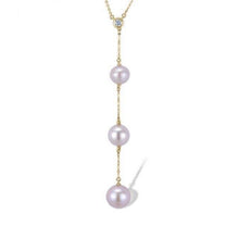 Load image into Gallery viewer, 14K 585 Gold Fresh Water White Pearl And Diamond Necklace