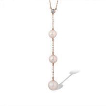 Load image into Gallery viewer, 14K 585 Gold Fresh Water White Pearl And Diamond Necklace