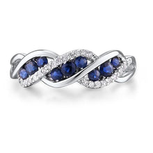 Load image into Gallery viewer, 14K White Gold Diamond And Blue Sapphire Ring