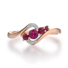 Load image into Gallery viewer, 14K Rose Gold Red Ruby And Diamond Ring