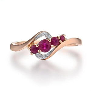 14K Rose Gold Red Ruby And Diamond Ring