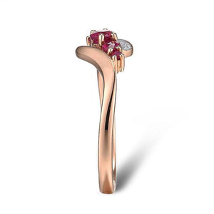 14K Rose Gold Red Ruby And Diamond Ring