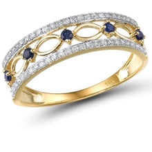 Load image into Gallery viewer, 14K Yellow Gold Diamond And Blue Sapphire Ring