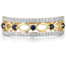 Load image into Gallery viewer, 14K Yellow Gold Diamond And Blue Sapphire Ring