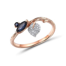 Load image into Gallery viewer, 14K Rose Gold Diamond And Blue Sapphire Ring