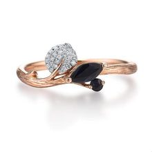 Load image into Gallery viewer, 14K Rose Gold Diamond And Blue Sapphire Ring