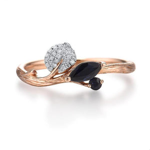 14K Rose Gold Diamond And Blue Sapphire Ring