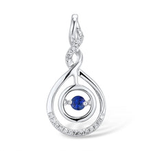 Load image into Gallery viewer, 14K White Gold Diamond And Blue Sapphire Round Pendant