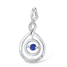 Load image into Gallery viewer, 14K White Gold Diamond And Blue Sapphire Round Pendant