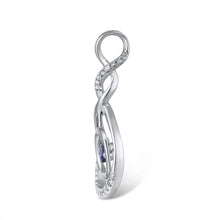 Load image into Gallery viewer, 14K White Gold Diamond And Blue Sapphire Round Pendant