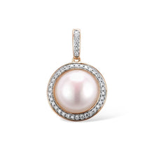 Load image into Gallery viewer, 14K Rose Gold Diamond And Fresh Water Pearl Pendant