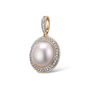 14K Rose Gold Diamond And Fresh Water Pearl Pendant