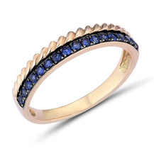 Load image into Gallery viewer, 10K Yellow Gold Created Sapphire Ring