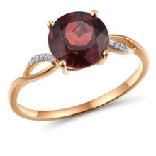 Load image into Gallery viewer, 14K Rose Gold Ring Garnet And Diamond Ring