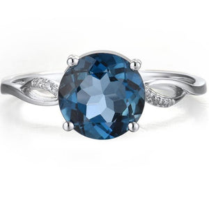 14K White Gold London Blue Topaz And Diamond Ring