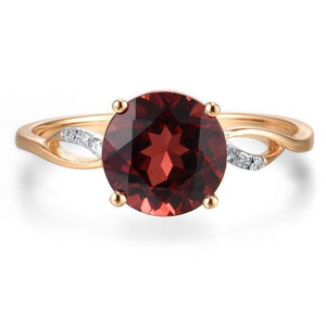 14K Rose Gold Ring Garnet And Diamond Ring